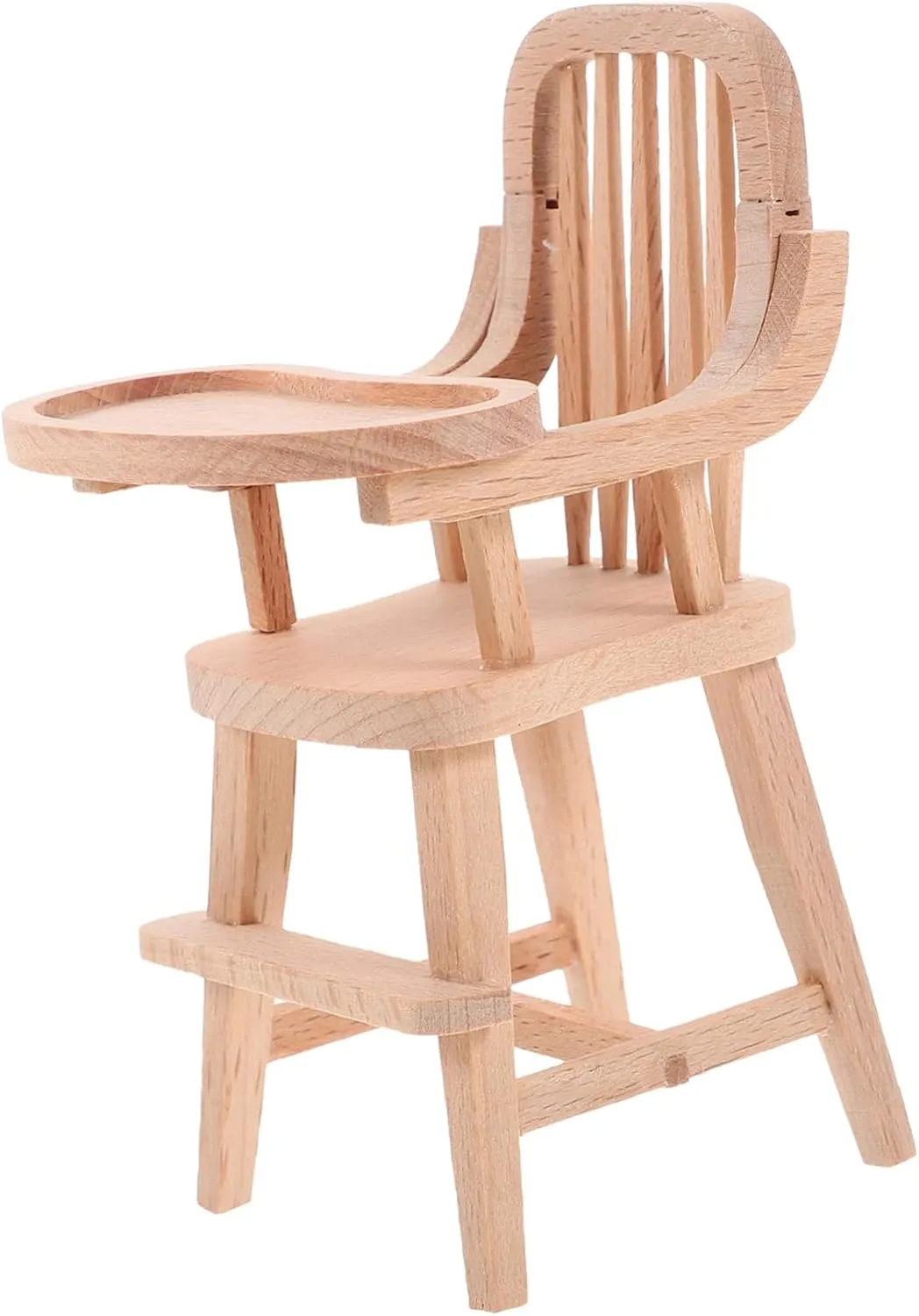 Hemoton 3pcs Adorable Wooden Dollhouse Mini Highchair Compact Furniture for Dolls Accessory for Miniature Kitchen and Dining Decor Unfinished Design