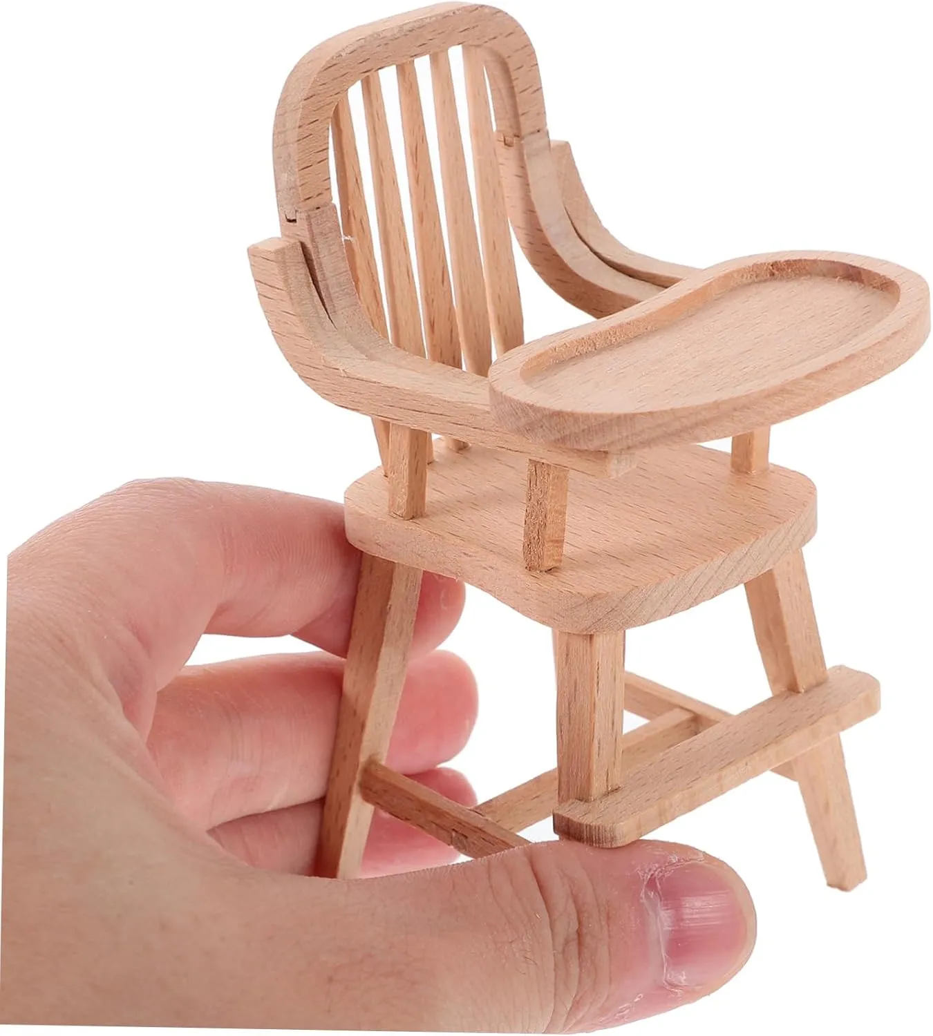 Hemoton 3pcs Adorable Wooden Dollhouse Mini Highchair Compact Furniture for Dolls Accessory for Miniature Kitchen and Dining Decor Unfinished Design