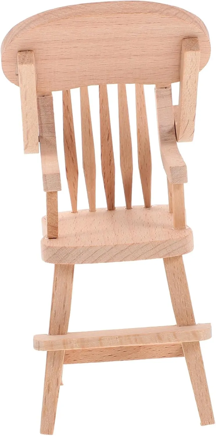 Hemoton 3pcs Adorable Wooden Dollhouse Mini Highchair Compact Furniture for Dolls Accessory for Miniature Kitchen and Dining Decor Unfinished Design