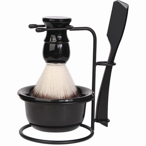 Hemoton 1 Set Shaving Kit for Men -4pcs Shaving Set Includes Manual Razor,Shaving Brush,Foaming Bowl,and Brush Stand,Complete Shaving Set ith Shaving Brush and Bowl,Shaving Brush Set