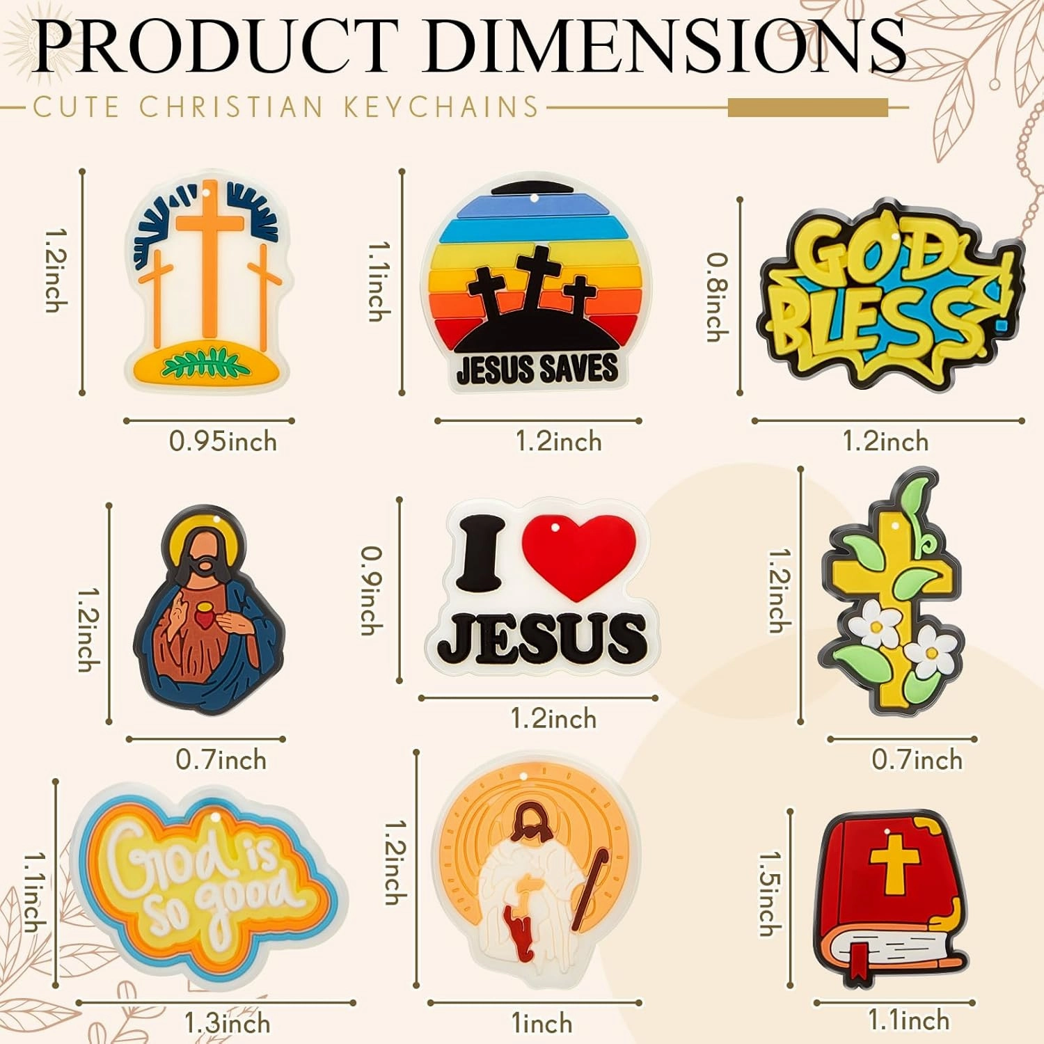 Henoyso Christian Keychains Jesus Cross Father's Day Gifts Party Favors Religious Bible Key Chains Bulk for Women Men