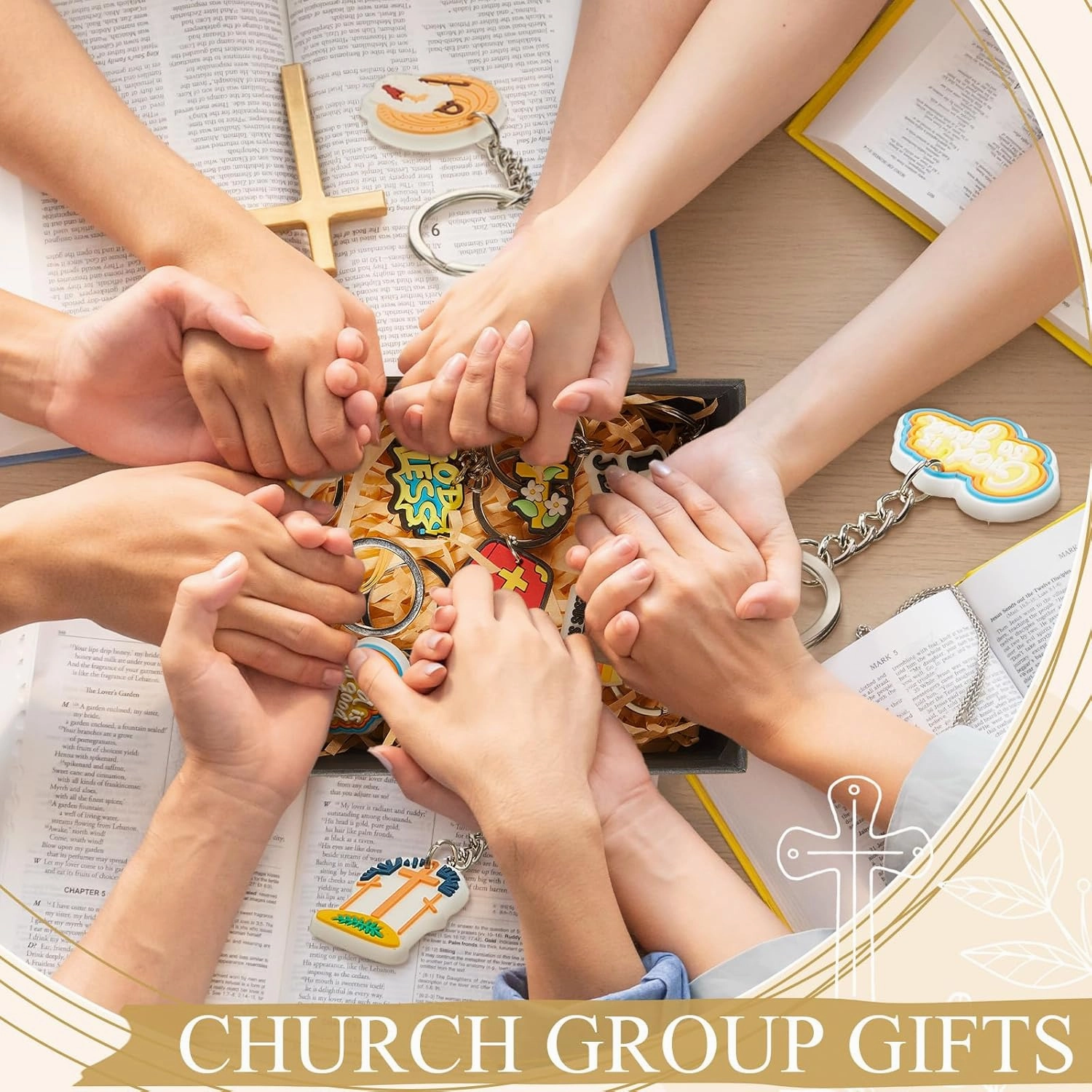 Henoyso Christian Keychains Jesus Cross Father's Day Gifts Party Favors Religious Bible Key Chains Bulk for Women Men