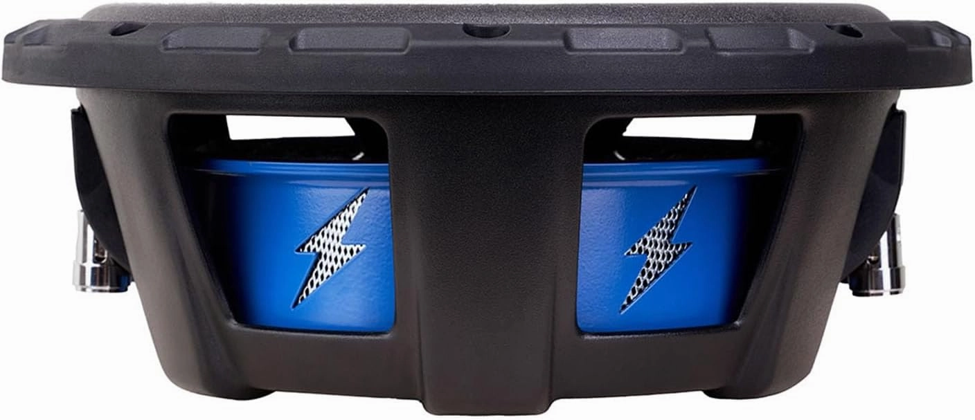 Hifonics Elite 8 Inch Shallow Mount Car Subwoofer, Dual 4 Ohm Voice Coil Speaker 500 Watt Peak Power Mobile Amplifier, Black/Blue