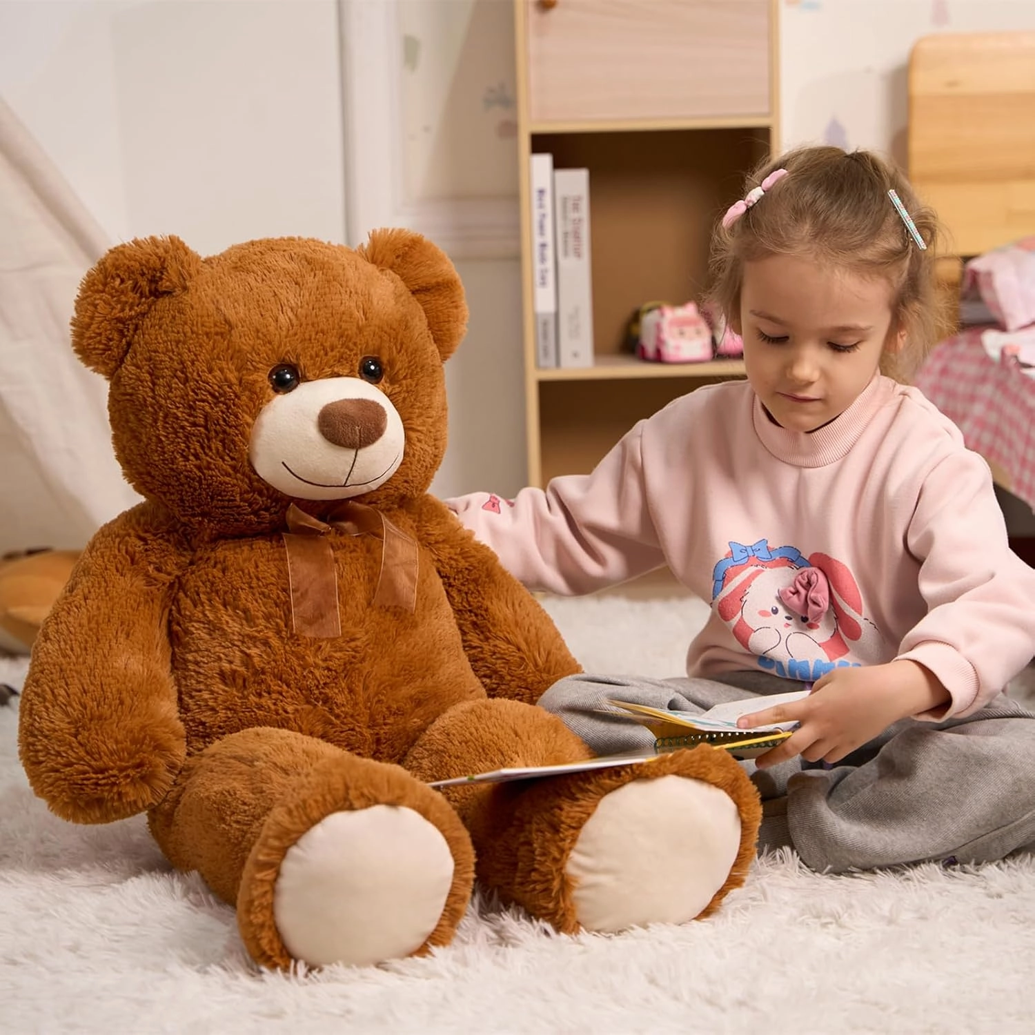 HollyHOME Big Teddy Bear Large Teddy Bear Stuffed Animal Birthday Valentines Day Plush for Kids and Girlfriend 36 inch Brown