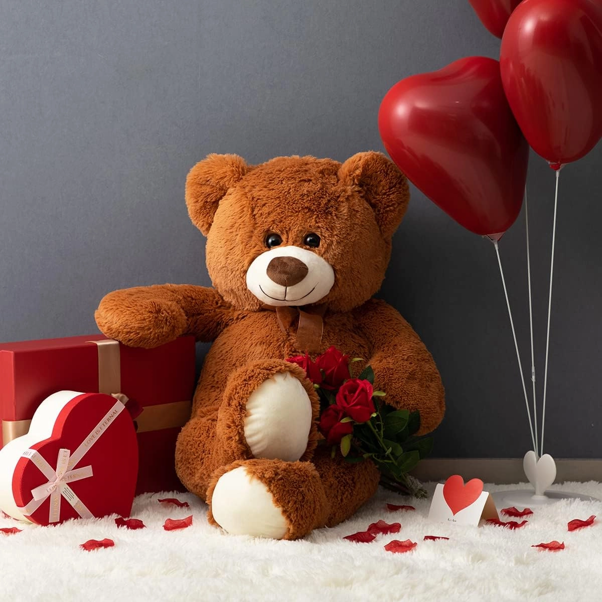 HollyHOME Big Teddy Bear Large Teddy Bear Stuffed Animal Birthday Valentines Day Plush for Kids and Girlfriend 36 inch Brown