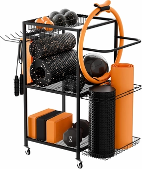 Home Gym Workout Equipment Storage system - Ideal for Exercise Equipment, Fitness Accessories, Yoga weights set, Sports Workout Equipment for Women, Men and Seniors - Perfect for home workouts