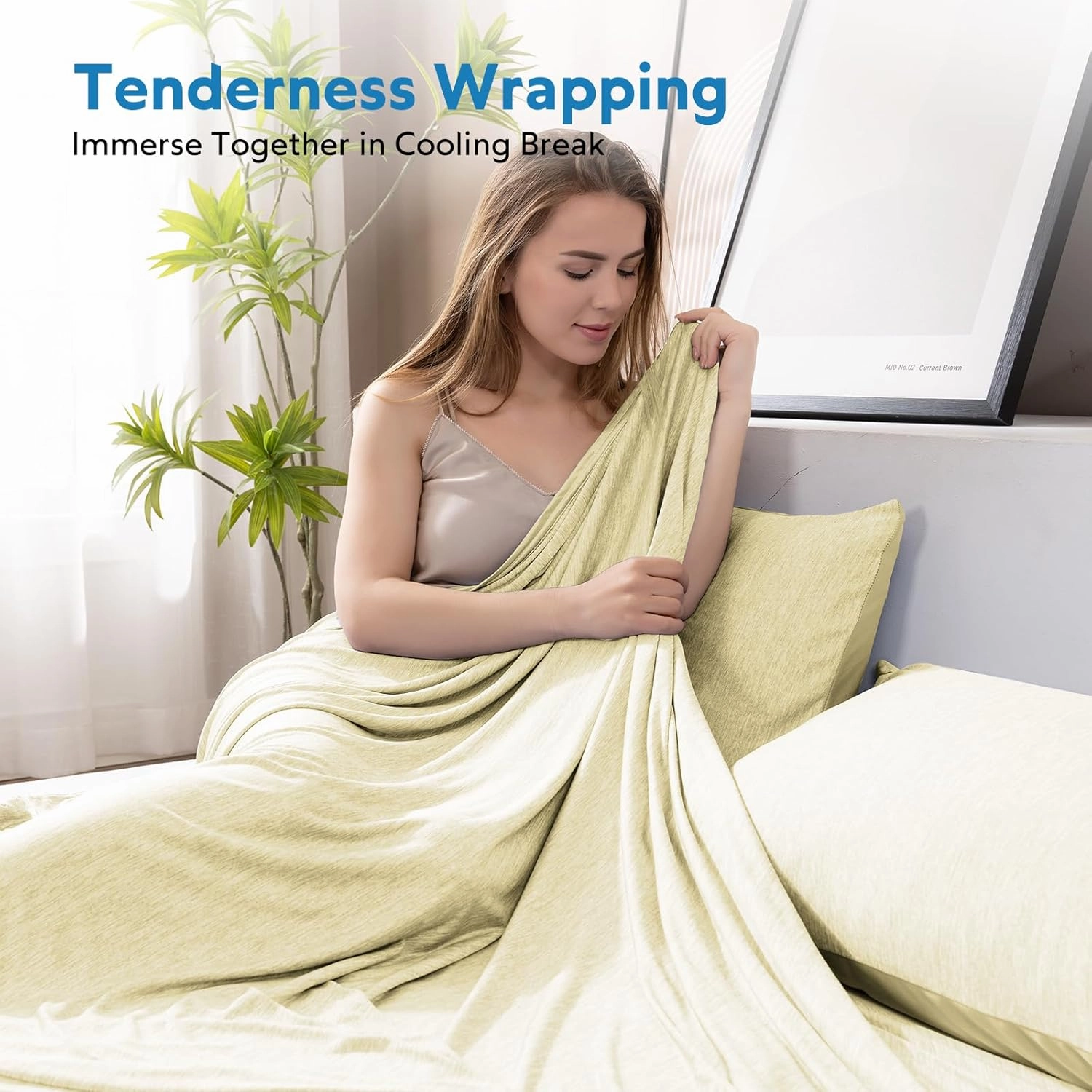 HOMFINE Cooling Blankets for Hot Sleepers - Summer Blanket Thin Lightweight Breathable Soft Double Side Enhanced Cooling for Bed Couch Sofa, Keep Cool for Night Sweats (Beige, 90 x 90 inches)