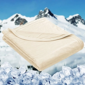 HOMFINE Cooling Blankets for Hot Sleepers - Summer Blanket Thin Lightweight Breathable Soft Double Side Enhanced Cooling for Bed Couch Sofa, Keep Cool for Night Sweats (Beige, 90 x 90 inches)