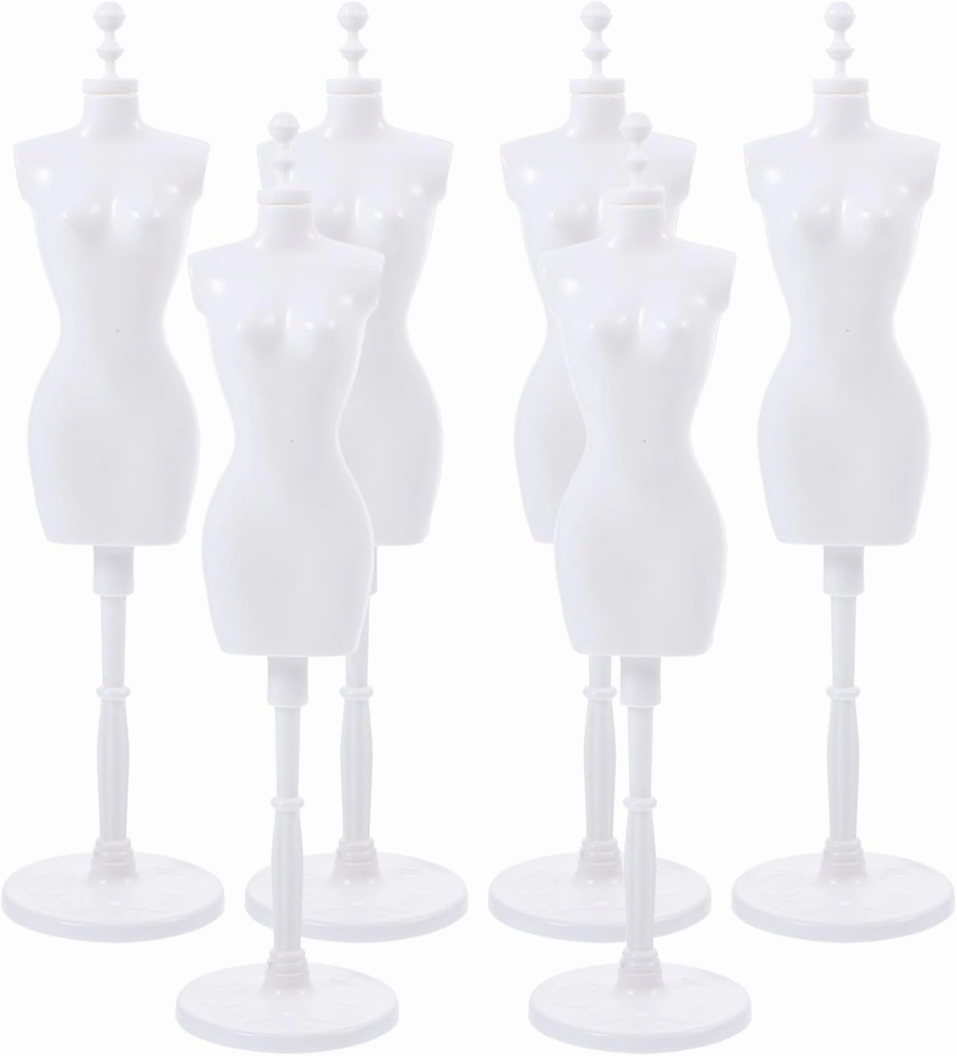 HOMSFOU Doll Cloth Form 6Pcs Doll Dress Form Mini Mannequin Model Cloth Gown Clothing Demountable Display Stand for Dollhouse Display Holder White Doll Dress Stand
