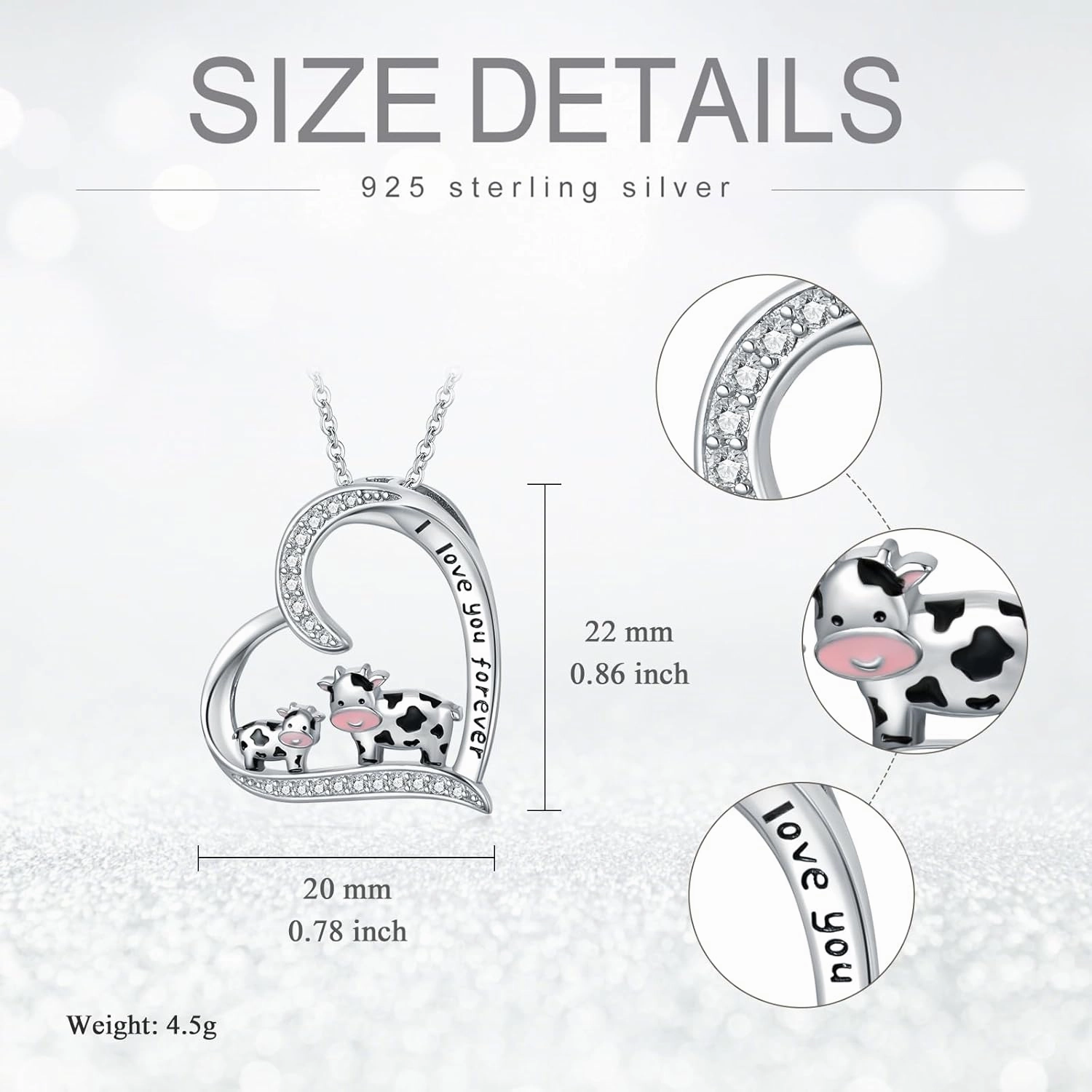 Horse/Cow/Frog/Mama Bear/Lion/Monkey/Fox/Giraffe Necklace S925 Sterling Silver Cute Animal Pendant Necklace Mother's Day Birthday Gift for Women Mom Grandma