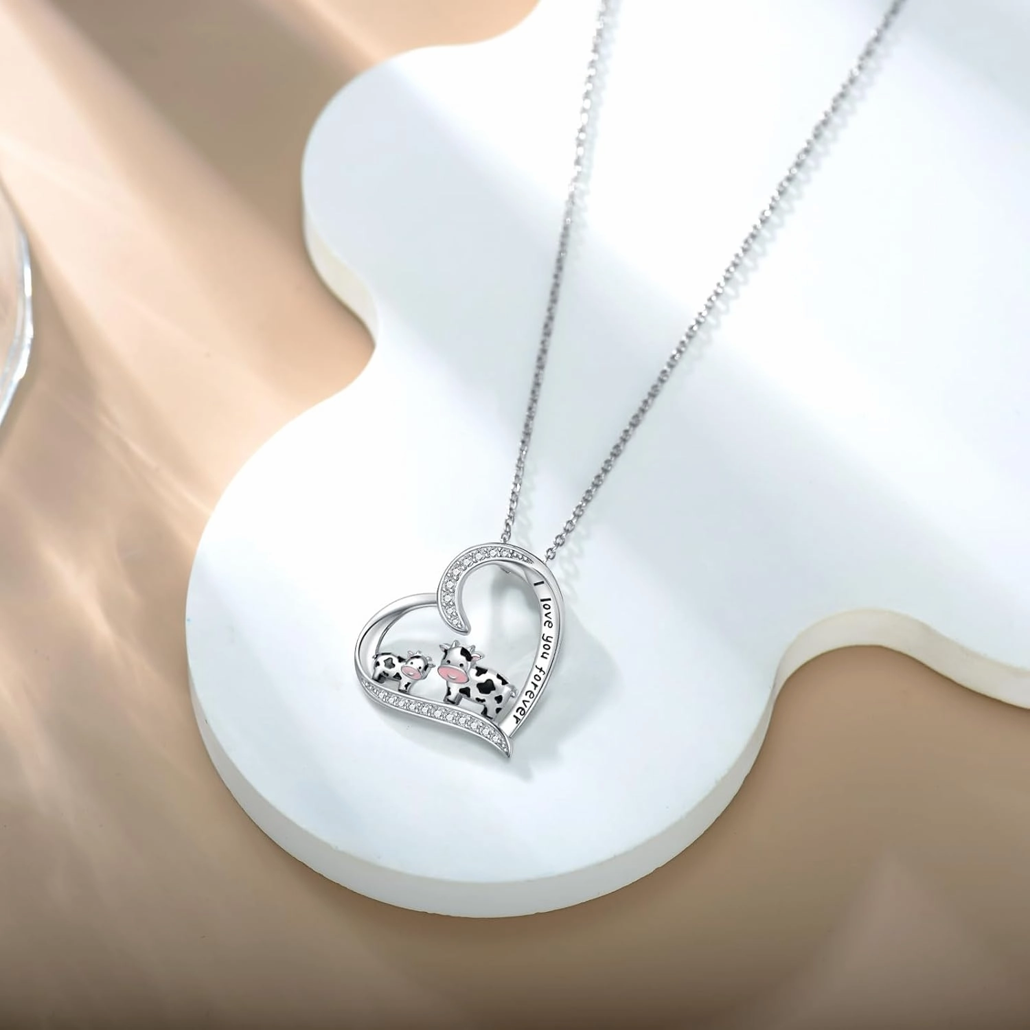 Horse/Cow/Frog/Mama Bear/Lion/Monkey/Fox/Giraffe Necklace S925 Sterling Silver Cute Animal Pendant Necklace Mother's Day Birthday Gift for Women Mom Grandma