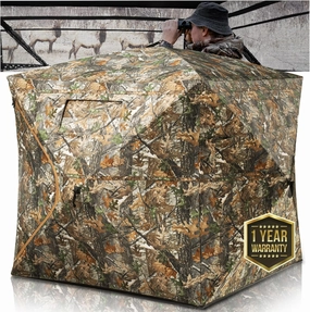 Hunting Blind 270/360 Degree See Through Ground Blind - 2-3 & 3-4 Person Pop Up Deer Blind for Hunting with Carrying Bag - 300D Reinforced Portable Durable Blind for Turkey and Deer