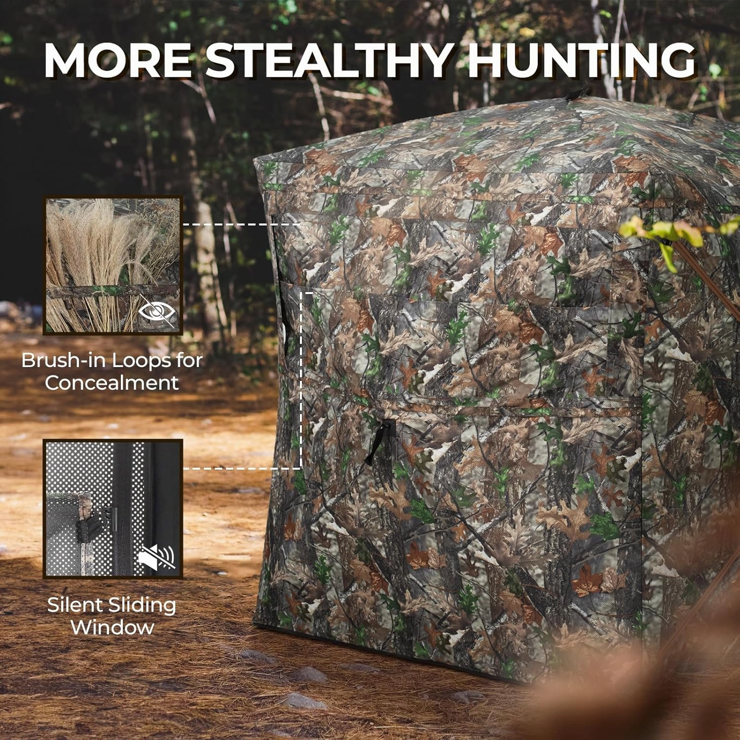 Hunting Blind 270/360 Degree See Through Ground Blind - 2-3 & 3-4 Person Pop Up Deer Blind for Hunting with Carrying Bag - 300D Reinforced Portable Durable Blind for Turkey and Deer