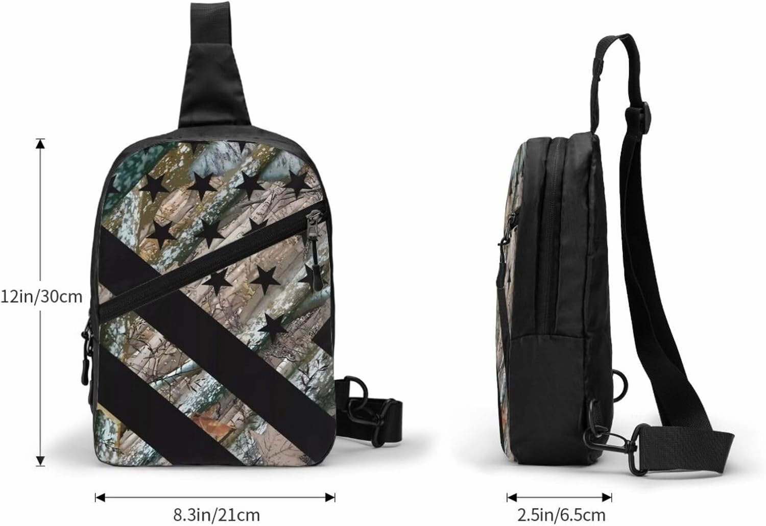 Hunting Camouflage American Flag Portable Sling Bags Packable Crossbody Bag Foldable Sport Daypack Reusable Shoulder Backpack Diagonally Chest Bag for Workout Travel