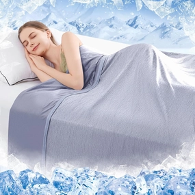 HYLEORY Cooling Blankets for Hot Sleepers, Cool Summer Blanket Keep Body Cool for Night Sweats Double Sided Lightweight Breathable Blanket for Bed Couch Sofa, Queen (90"x90"), Blue