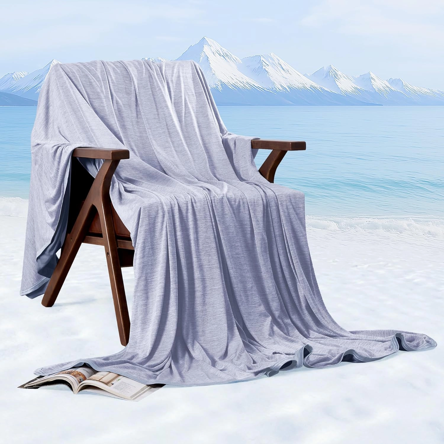 HYLEORY Cooling Blankets for Hot Sleepers, Cool Summer Blanket Keep Body Cool for Night Sweats Double Sided Lightweight Breathable Blanket for Bed Couch Sofa, Queen (90"x90"), Blue
