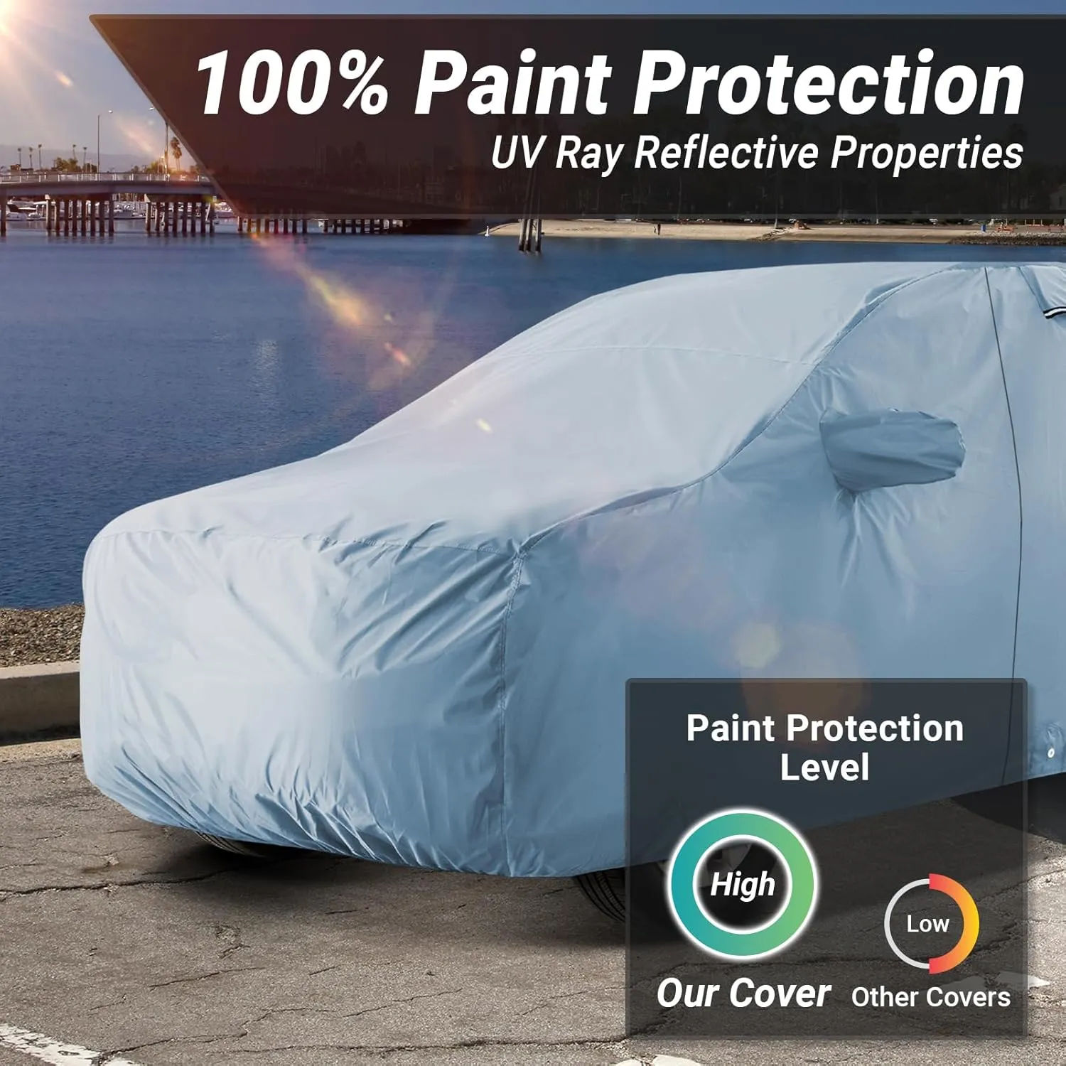 iCarCover 100-Layer SUV Car Cover Waterproof All Weather, Premium Quality Car Covers, UV Protection, Excursion, Navigator L, Escalade ESV, Suburban, Yukon XL, Black Badge, Size S58 (See Size Chart)