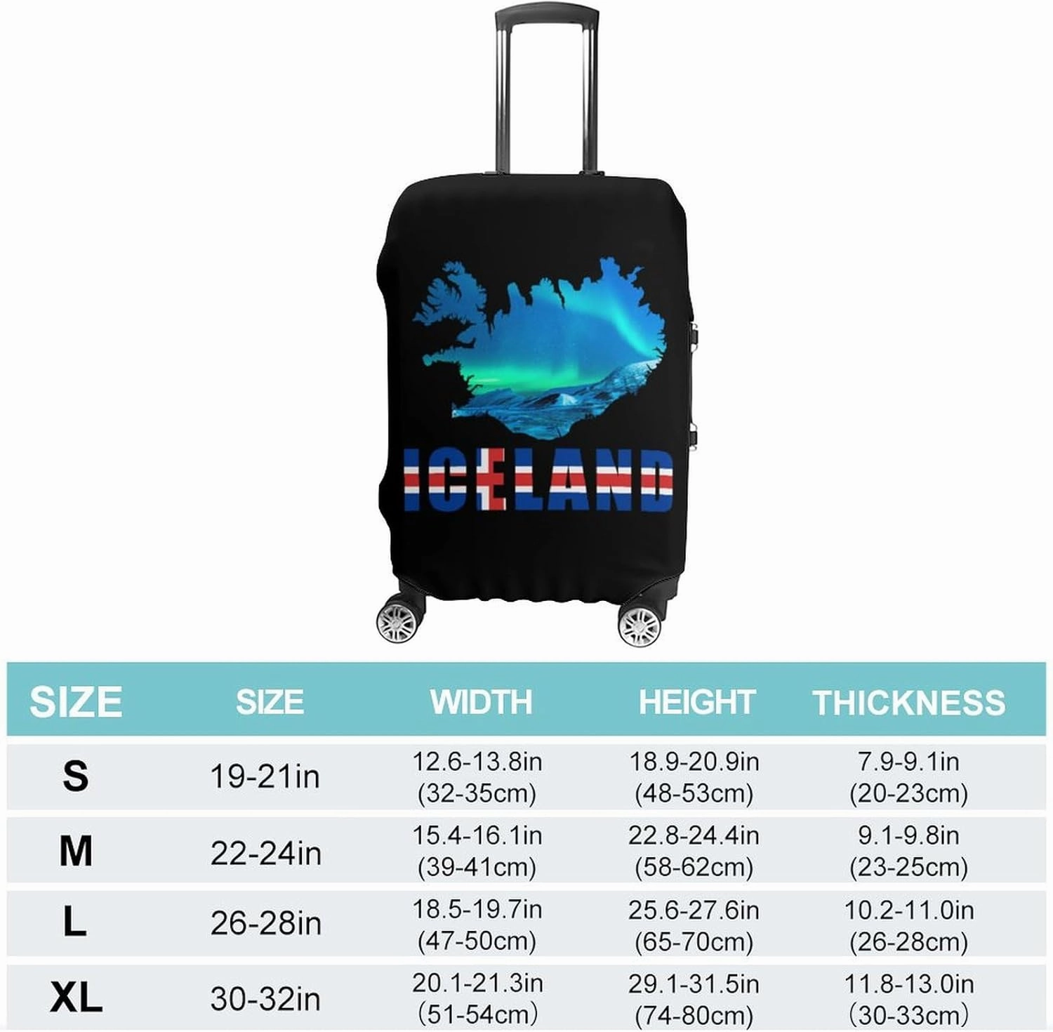 Iceland Flag Map Northern Lights Unisex Luggage Cover Washable Travel Suitcase Case Anti-Scratch Baggage Protector