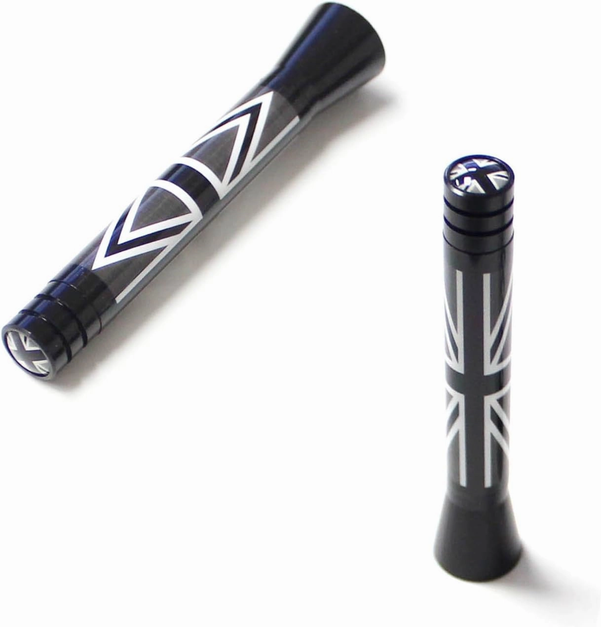 iJDMTOY 3-Inch Black/White Union Jack Theme Short Antenna Compatible with Mini Cooper (All Models) & More Other Cars