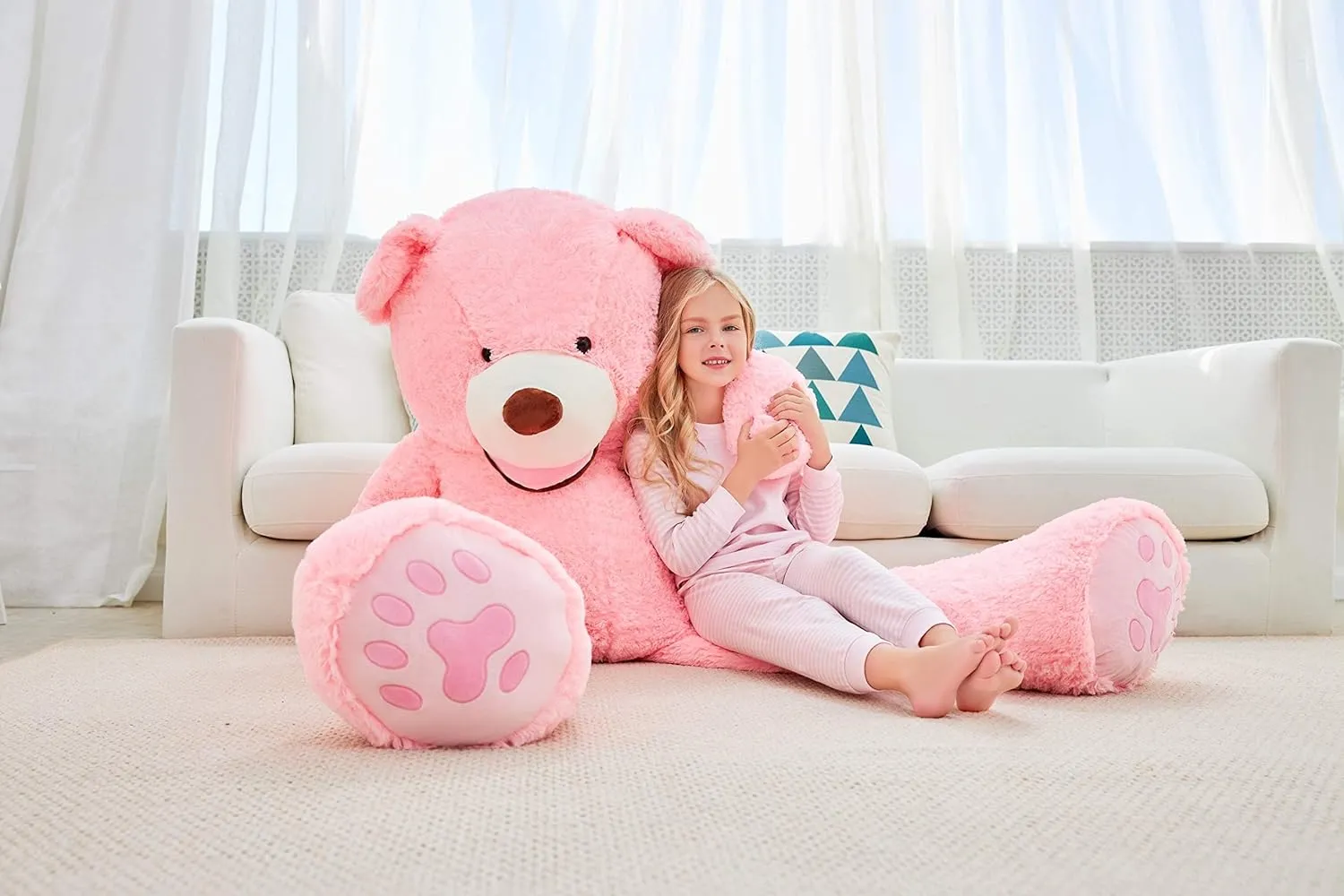 IKASA Giant Teddy Bear Plush Toy Stuffed Animals (Pink, 63 inches)