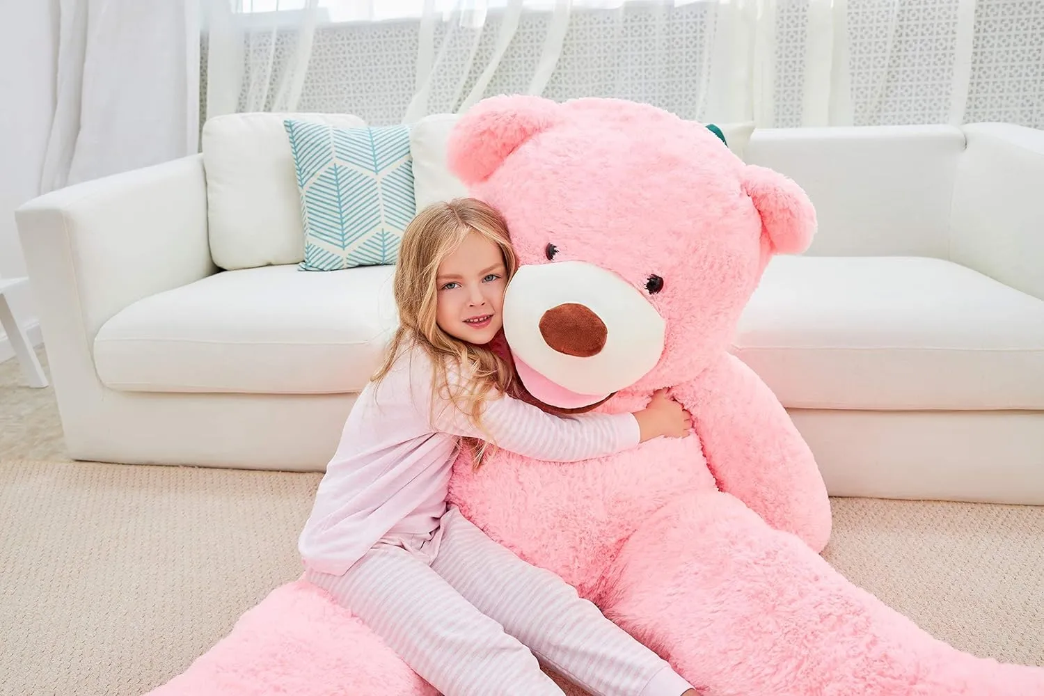 IKASA Giant Teddy Bear Plush Toy Stuffed Animals (Pink, 63 inches)