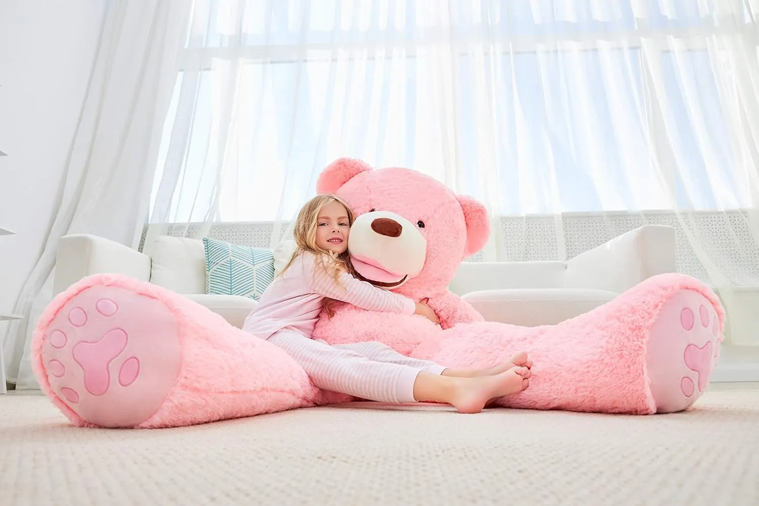 IKASA Giant Teddy Bear Plush Toy Stuffed Animals (Pink, 63 inches)