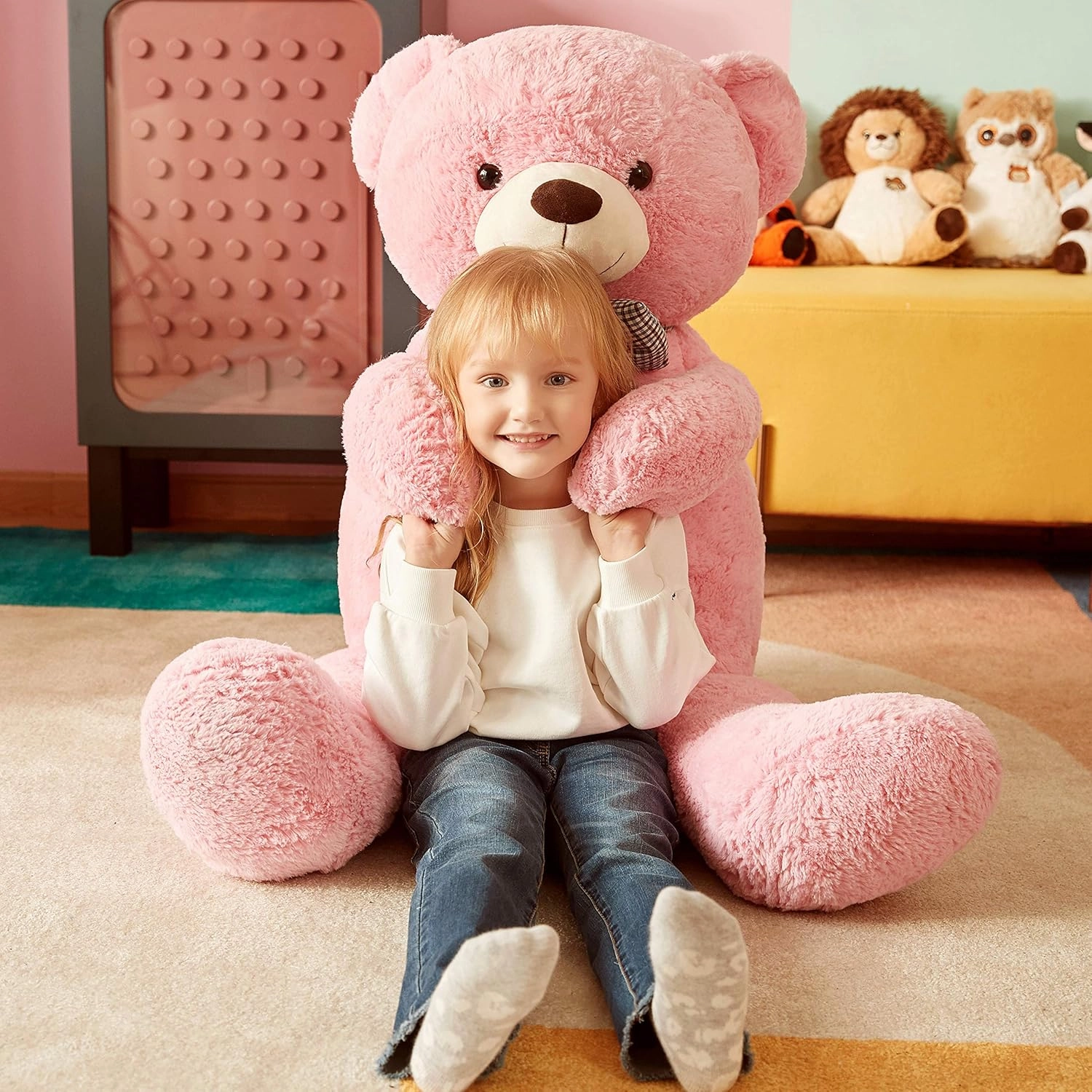 IKASA Giant Teddy Bear Plush Toy Stuffed Animals (Pink, 47 inches)