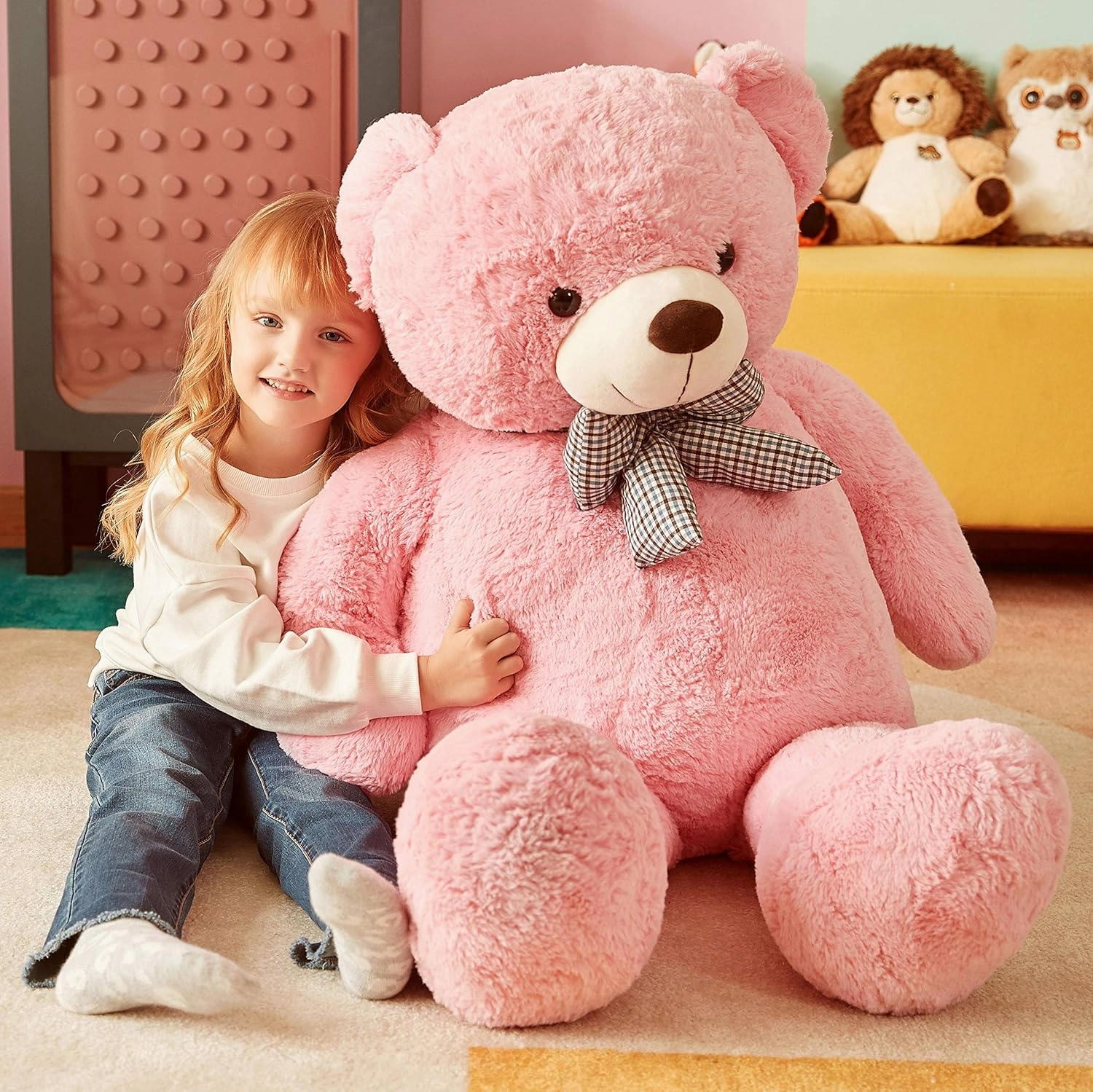 IKASA Giant Teddy Bear Plush Toy Stuffed Animals (Pink, 47 inches)