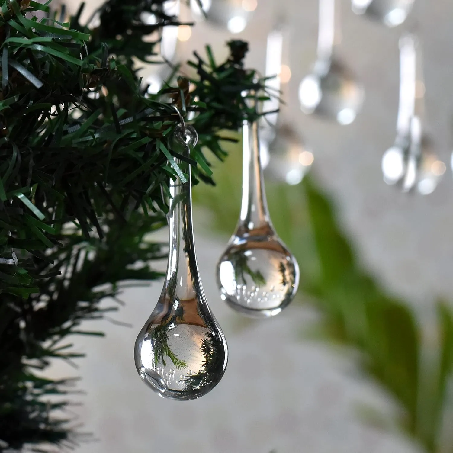 IndianShelf Chandelier Crystals-Chandelier Drop-Drop Ornaments-Clear Glass Ornaments-20 Piece-Clear Teardrop Christmas Ornaments-Hanging Crystals for Centerpieces-Christmas Crystal Ornaments-3''