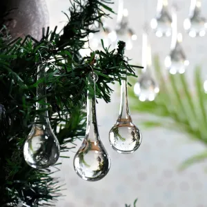 IndianShelf Chandelier Crystals-Chandelier Drop-Drop Ornaments-Clear Glass Ornaments-20 Piece-Clear Teardrop Christmas Ornaments-Hanging Crystals for Centerpieces-Christmas Crystal Ornaments-3''