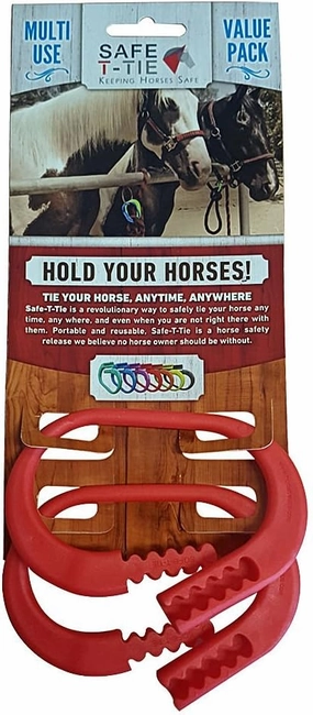 Injuries Preventing Horse Tether Tie - Portable, Versatile & Reusable Breakaway Horse Tie, Quick Release Under Heavy Pressure w/ 5 Loop Settings, Multi-Purpose Horse Clip (2 pcs Red)