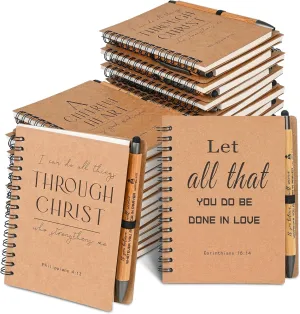 INSADA 10 Sets of Christian Spiral Notebooks Bulk Prayer Journals with Pens Small Notepad (5.43”x4.33”) - inspirational Gifts for Church Members, Bible Study Groups & Church Families & Father’s Day