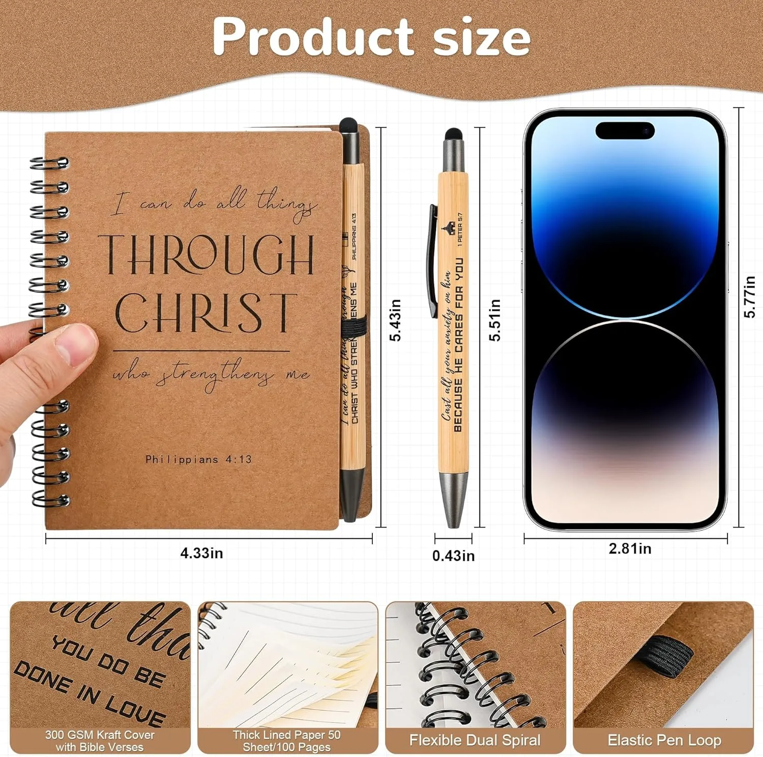 INSADA 10 Sets of Christian Spiral Notebooks Bulk Prayer Journals with Pens Small Notepad (5.43”x4.33”) - inspirational Gifts for Church Members, Bible Study Groups & Church Families & Father’s Day
