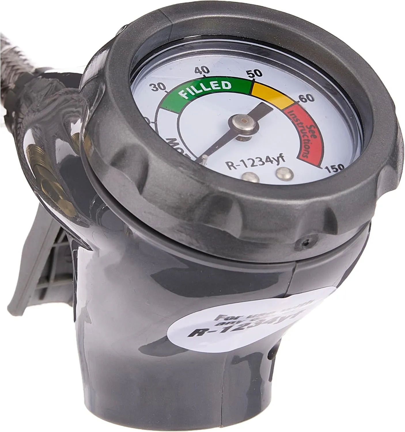 InterDynamics Certified AC Pro Car Air Conditioner R1234YF Refrigerant Gauge and Hose, Reusable AC Recharge Kit, 72 in
