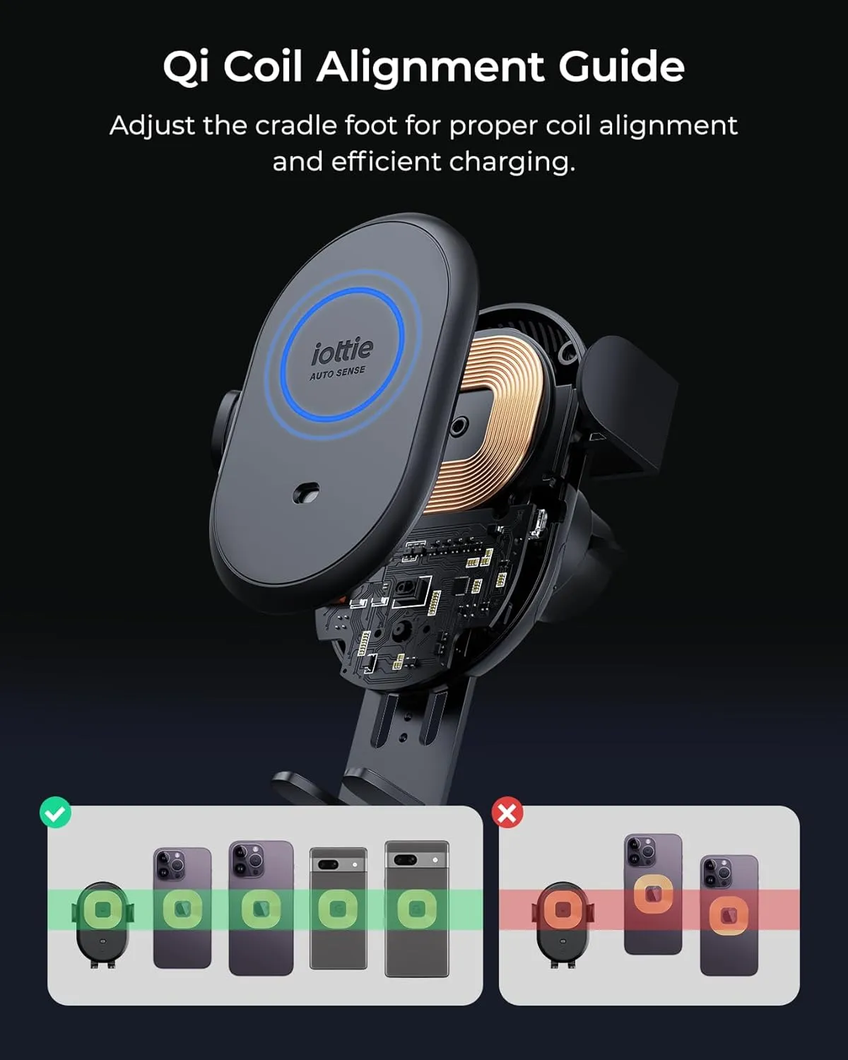 iOttie Auto Sense 2 Dash & Windshield Car Phone Holder with Qi Wireless Charging - Auto Clamping Phone Mount & Charger for Google Pixel, iPhone, Galaxy, Huawei, LG. Power Adapter Not Included.