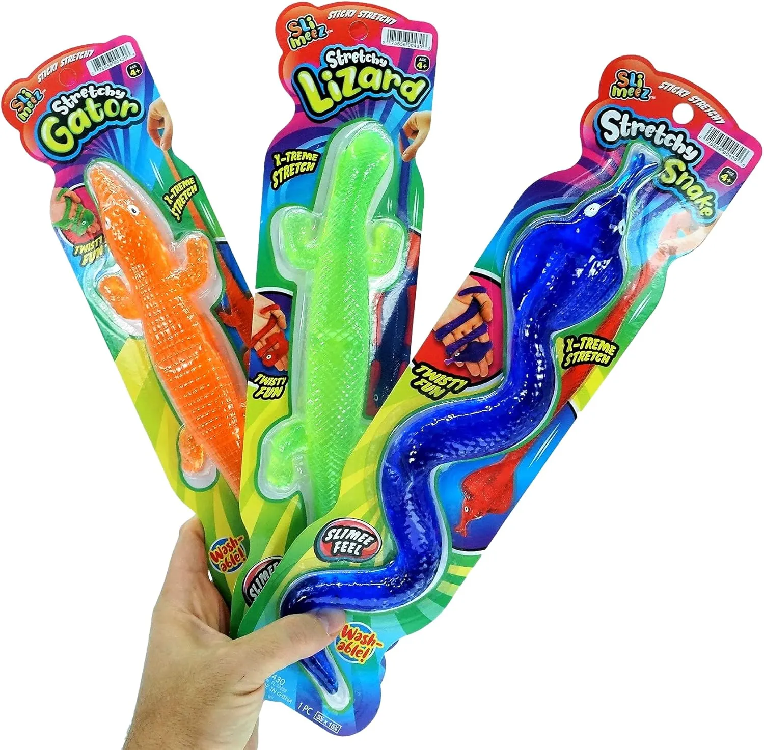 JA-RU Giant Sticky Lizards Stretchy Reptile Toys (6 Packs Assorted) | Fidget Toy, Party Favors, Easter Basket for Kids | Pinata Filler, Bulk Toys, Stocking Stuffer, Goodie Bag Prize Set | 430-6As