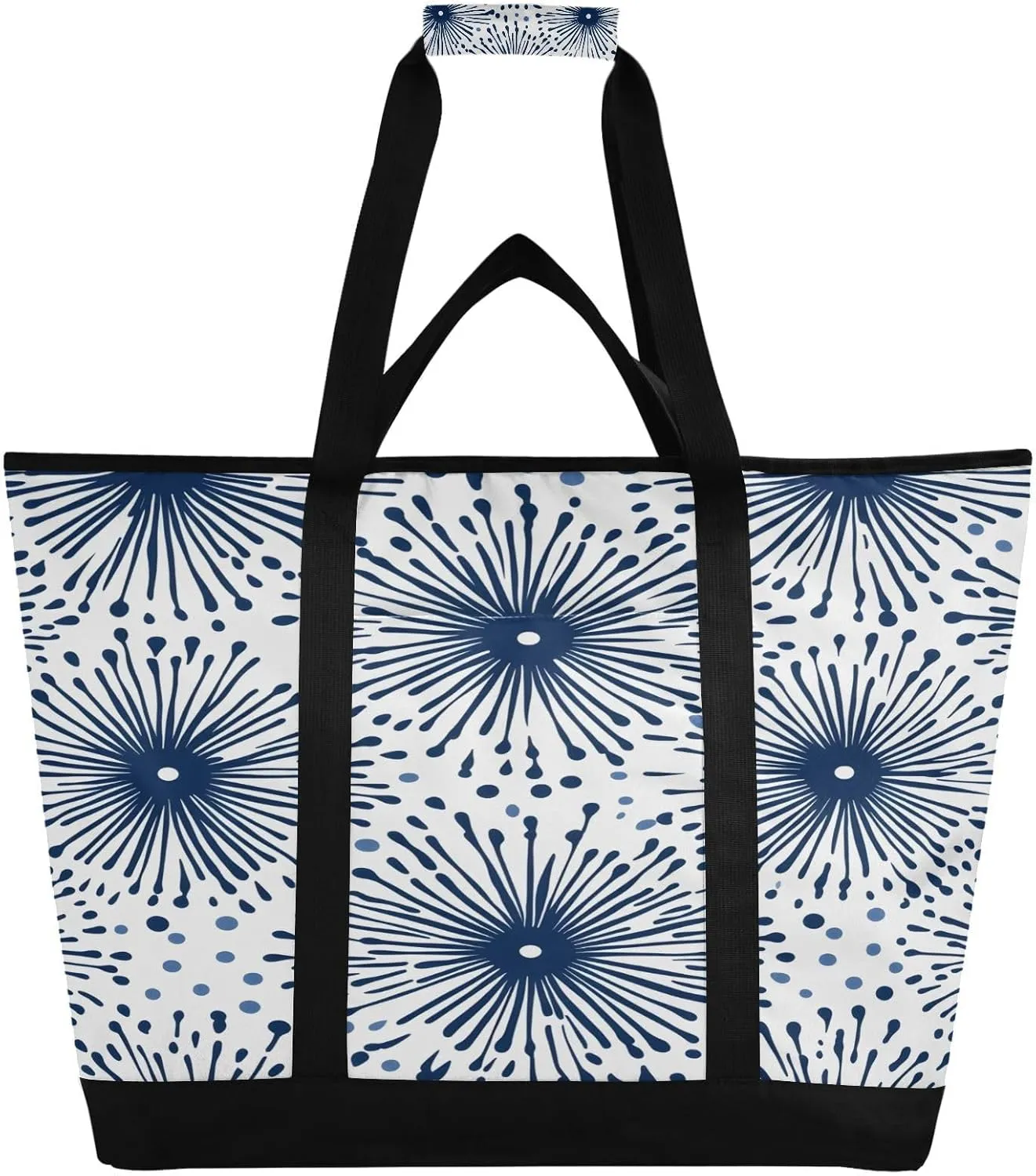 Japanese Fireworks Reusable Insulated Lunchbox Cooler Bag, Leakproof Kitchen Grocery Bag Collapsible Portable Cooler Tote Bag for Picnic, Camping, Office, Travel