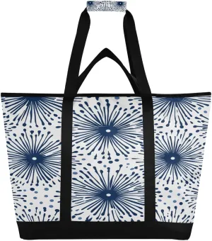 Japanese Fireworks Reusable Insulated Lunchbox Cooler Bag, Leakproof Kitchen Grocery Bag Collapsible Portable Cooler Tote Bag for Picnic, Camping, Office, Travel