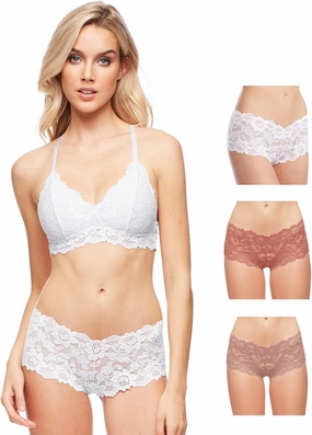 JENNY JEN Zoe 3-Pack Lace Hipster Underwear for Women, Cheeky Stretch Bikini Panties Set