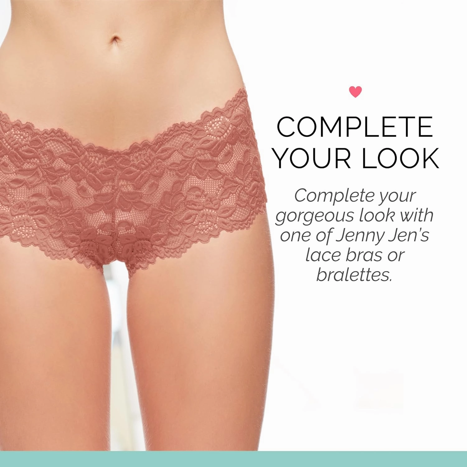 JENNY JEN Zoe 3-Pack Lace Hipster Underwear for Women, Cheeky Stretch Bikini Panties Set