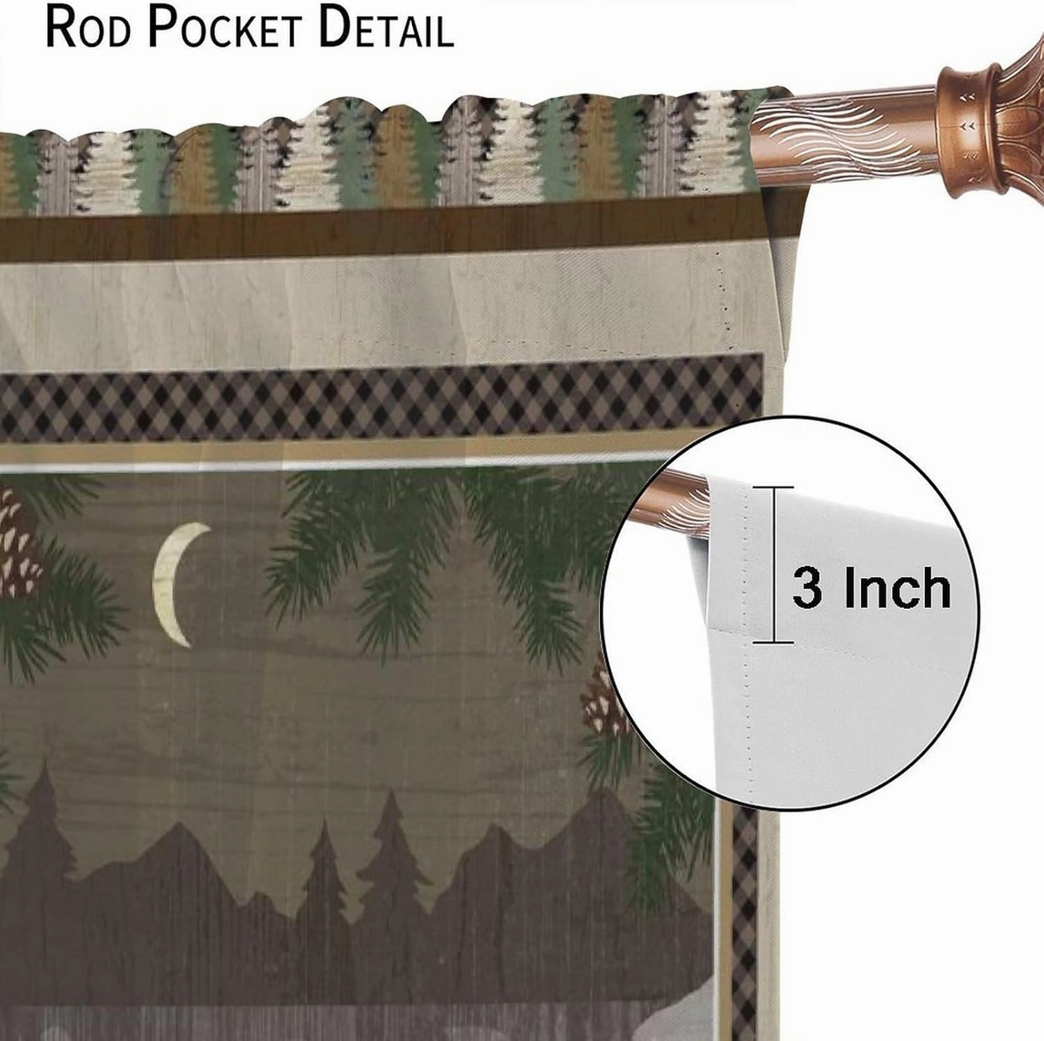 JESTRONRY Rustic Moose Bear Blackout Curtains,Forest Tree Farmhouse Cabin Country Decor Room Darkening Rod Sleeves Window Drapes for Bedroom Kitchen Bathroom W42xL45in
