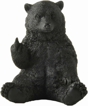 JFSM INC. Holiday Stocking Stuffer, Black Bear Raising Middle Finger Figurine - Funny Gift, Cabin Themed Decor, Man Cave Decor