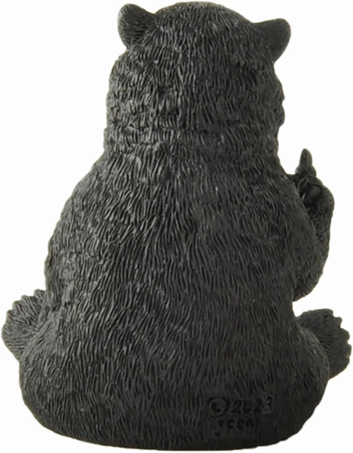 JFSM INC. Holiday Stocking Stuffer, Black Bear Raising Middle Finger Figurine - Funny Gift, Cabin Themed Decor, Man Cave Decor