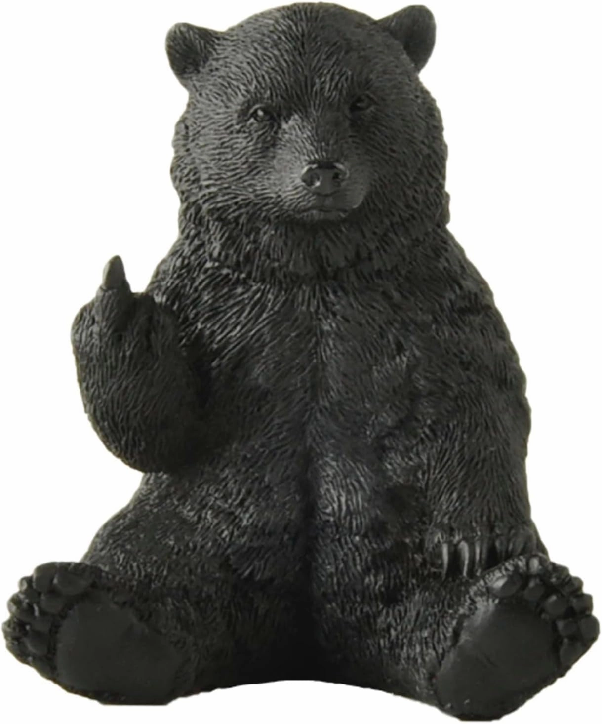 JFSM INC. Holiday Stocking Stuffer, Black Bear Raising Middle Finger Figurine - Funny Gift, Cabin Themed Decor, Man Cave Decor