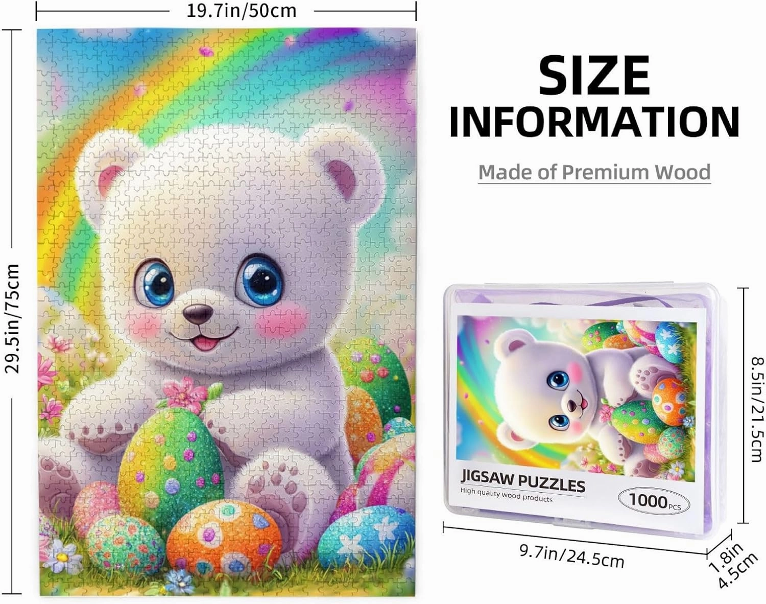 Jigsaw Puzzle 1000 Pcs - Easter Egg Animal - Humorous Home Ideas Decor Art - Funny Birthday Gift for Adults and Kids (Polar Bear)