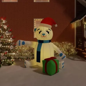 Joyful Christmas Inflatable Teddy Bear for Colorful Holiday Cheer, Quick Inflate & Deflate, 94.5" Tall
