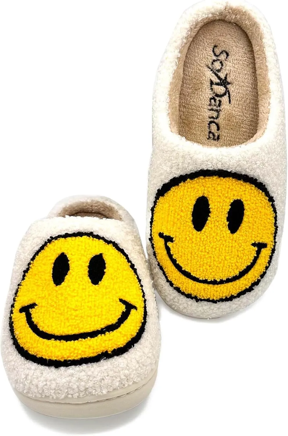 Joyful Soles - Happy Face Plush Slippers | Ultra-Soft Comfort for All Ages & Genders | Stylish & Versatile for Home or Fashion - BT50