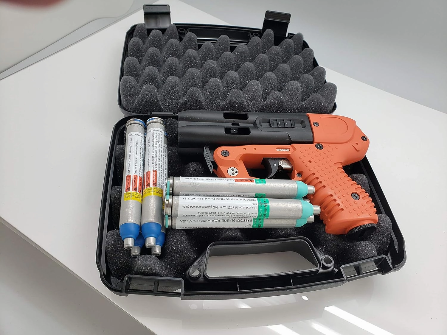 JPX4 C2 Orange LE with LED Laser - Compact Pepper Spray Gun Bundle,Safety Orange