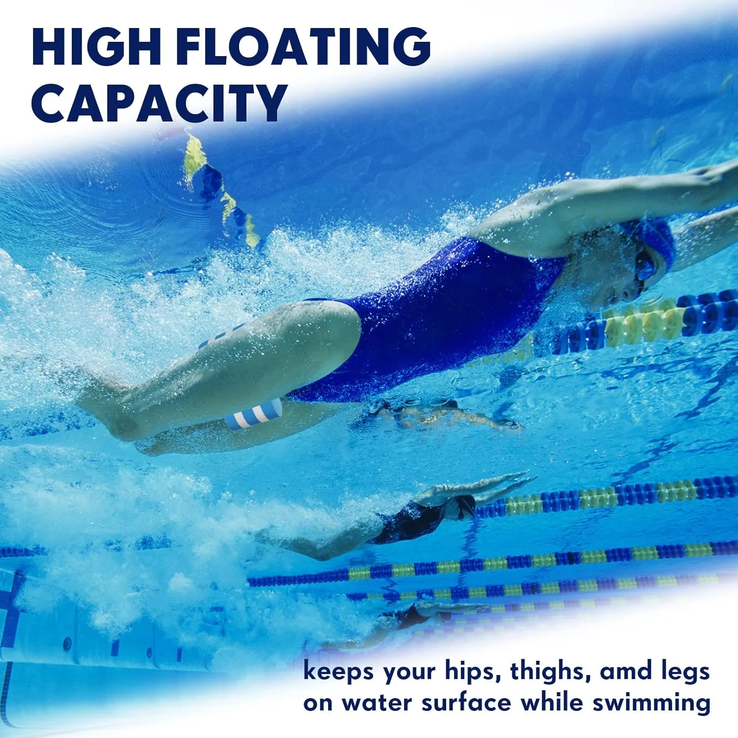 Junkin 2 Pcs 5 Layer Swimming Pull Buoy EVA Leg Float Swim Gear Lap Swim Accessories Pool Exercise Equipment for Adults Beginners Pool Training Aid, Legs and HIPS Support for Swimming