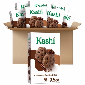 Kashi Breakfast Cereal, Vegan, Made with Whole Grains, Chocolate Waffle Bites (8 Boxes)